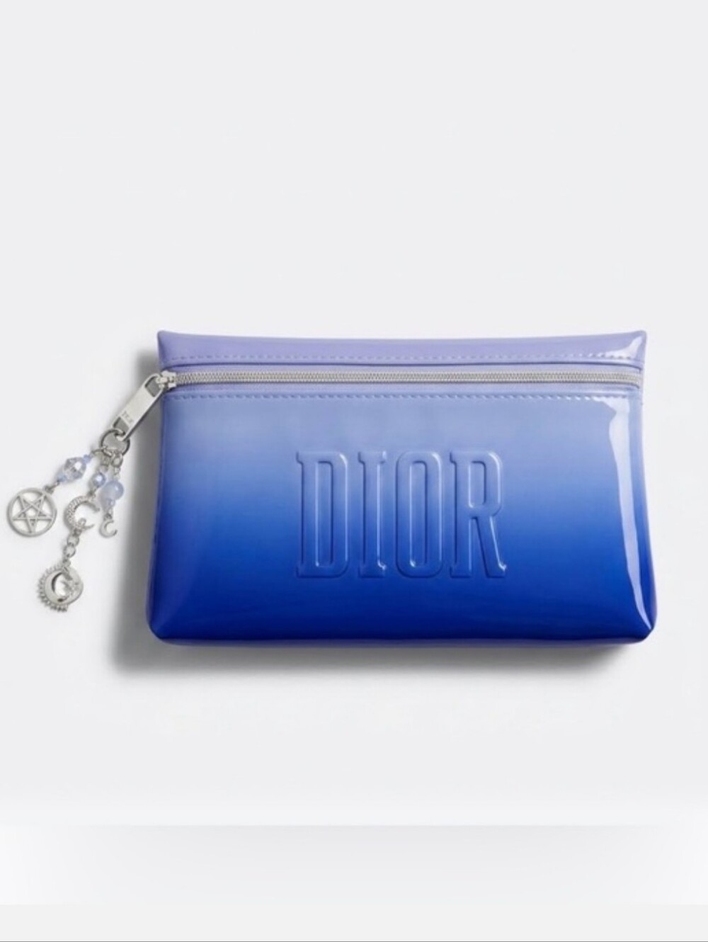 Dior Indigo Blue Ombre Patent Leather Cosmetic Pouch NWOT